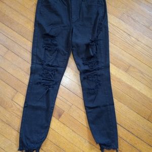 American Eagle distressed black jegging crops size 14 long